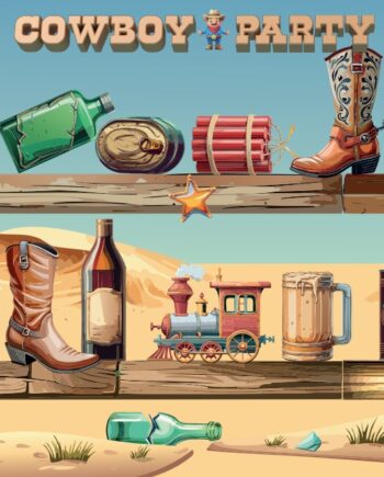 Blason COWBOY PARTY par lot de 5